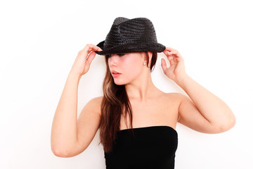 Naklejka premium elegantes Mädchen mit Hut