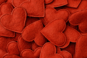 Background made of small felt hearts
