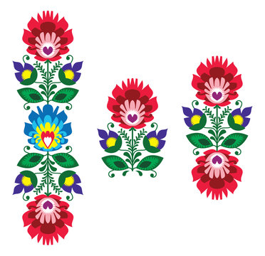Folk embroidery - floral traditional polish pattern