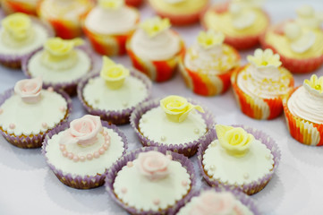 Colorful decorated cupcakes