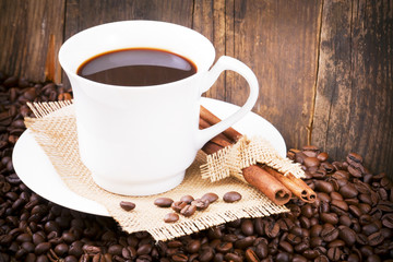 A cup of coffee served nicely.