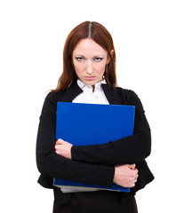 Angry businesswoman isolated