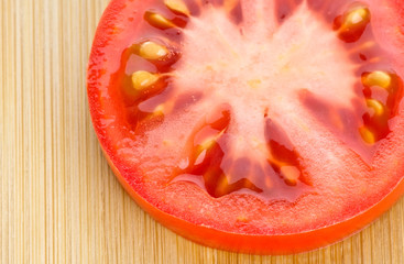 Fresh slice tomato closeup