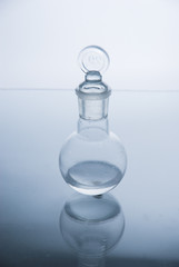 Laboratory glassware over white