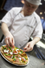 baker chef making Pizza