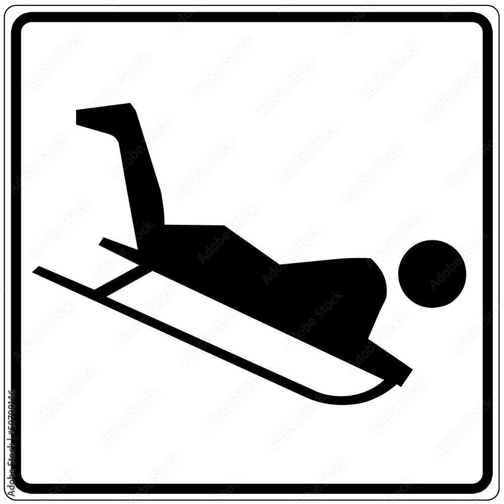Fototapete Schild weiß - Rodeln
