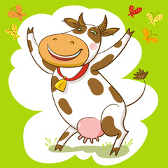 Happy Cow And Butterfly.
