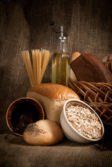 healthy  meal with bread , cereals