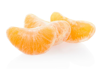 Tangerine, orange segments on white, clipping path