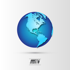 Blue Globe Icon with Realistic Shadows | EPS10 Vector Design