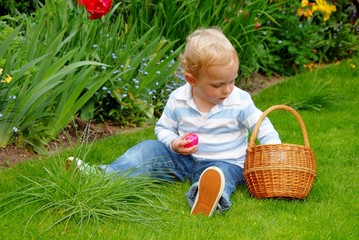 child with easter basket