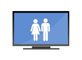 Couple dans un écran de télévision