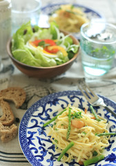 ガーリックパスタのランチタイム