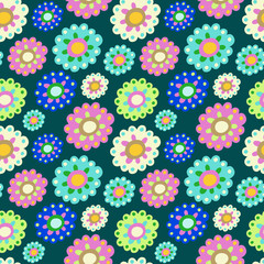 Fototapeta na wymiar Seamless color pattern with plenty of flowers