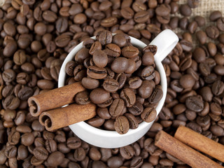 cup, coffee and cinnamon