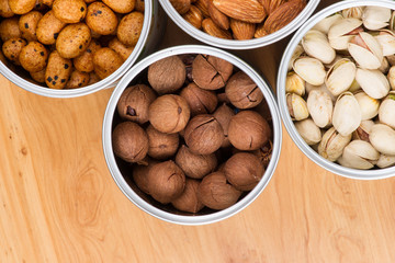 Assorted nuts in Iron pot