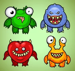 Photo sur Plexiglas Créatures Ensemble de quatre monstres rigolos variation 3