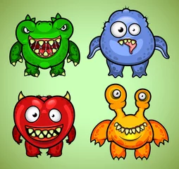Poster Set van vier grappige monsters variatie 2 © Denis Voronin
