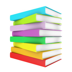 a stack of colorful books