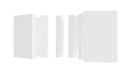 many white blank books