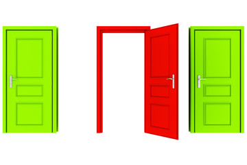 green and red doors