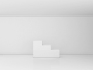white interior with pedestal