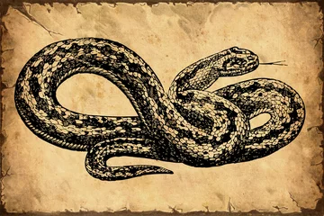 Papier Peint photo Lavable Poster vintage Affiche rétro - serpent