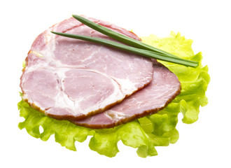 Bacon with salad leaves
