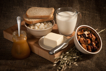 healthy  meal with bread , cereals
