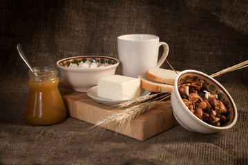 healthy  meal with bread , cereals