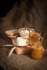 healthy  meal with bread , cereals