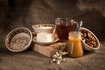 healthy  meal with bread , cereals