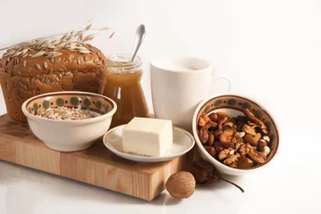 Fotobehang healthy  meal with bread , cereals © zakrevski