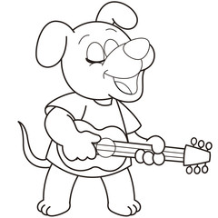Cartoon Dog Playing a Guitar