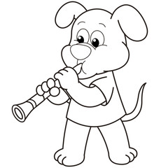 Cartoon Dog Playing a Clarinet