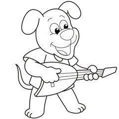Cartoon Dog Playing an Electric Guitar