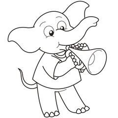 Cartoon Elephant Playing a Trumpet