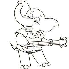 Cartoon Elephant Playing a Guitar
