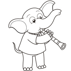 Cartoon Elephant Playing a Clarinet