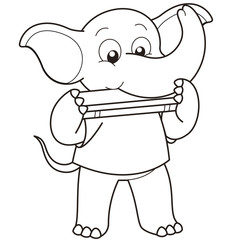 Cartoon Elephant Playing a Harmonica