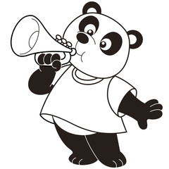 Cartoon Panda Playing a Trumpet