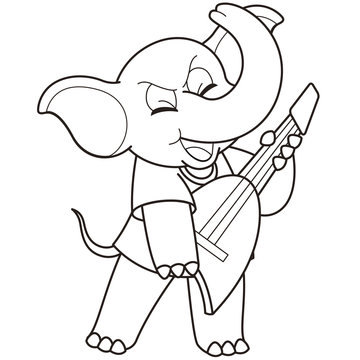 Cartoon Elephant Playing An Electric Guitar