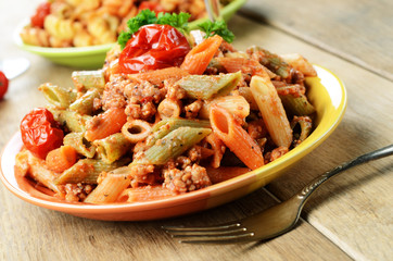 Pasta penne with bolognese