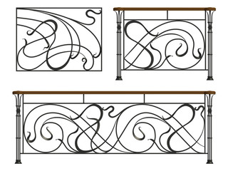 Set of silhouettes of iron fences