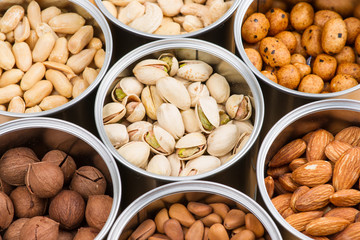 Assorted nuts in Iron pot