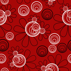 Fototapeta premium Floral Seamless Red Black White
