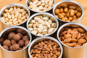 Assorted nuts in Iron pot