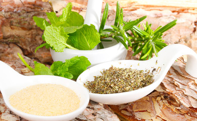 Majoran und Knoblauchpulver