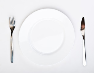 Place setting with plate, knife and fork