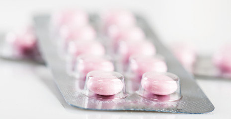 pills closeup on white